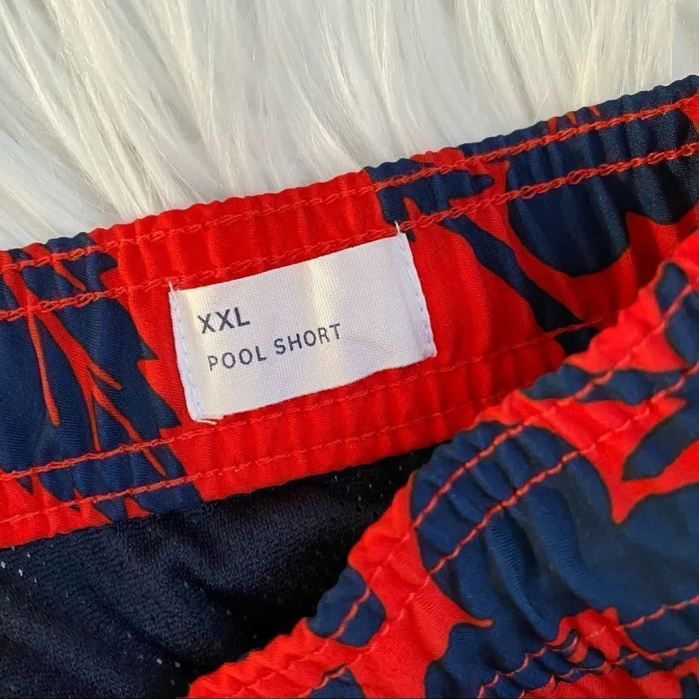 NEW GAP red blue floral  swim trunks XXL